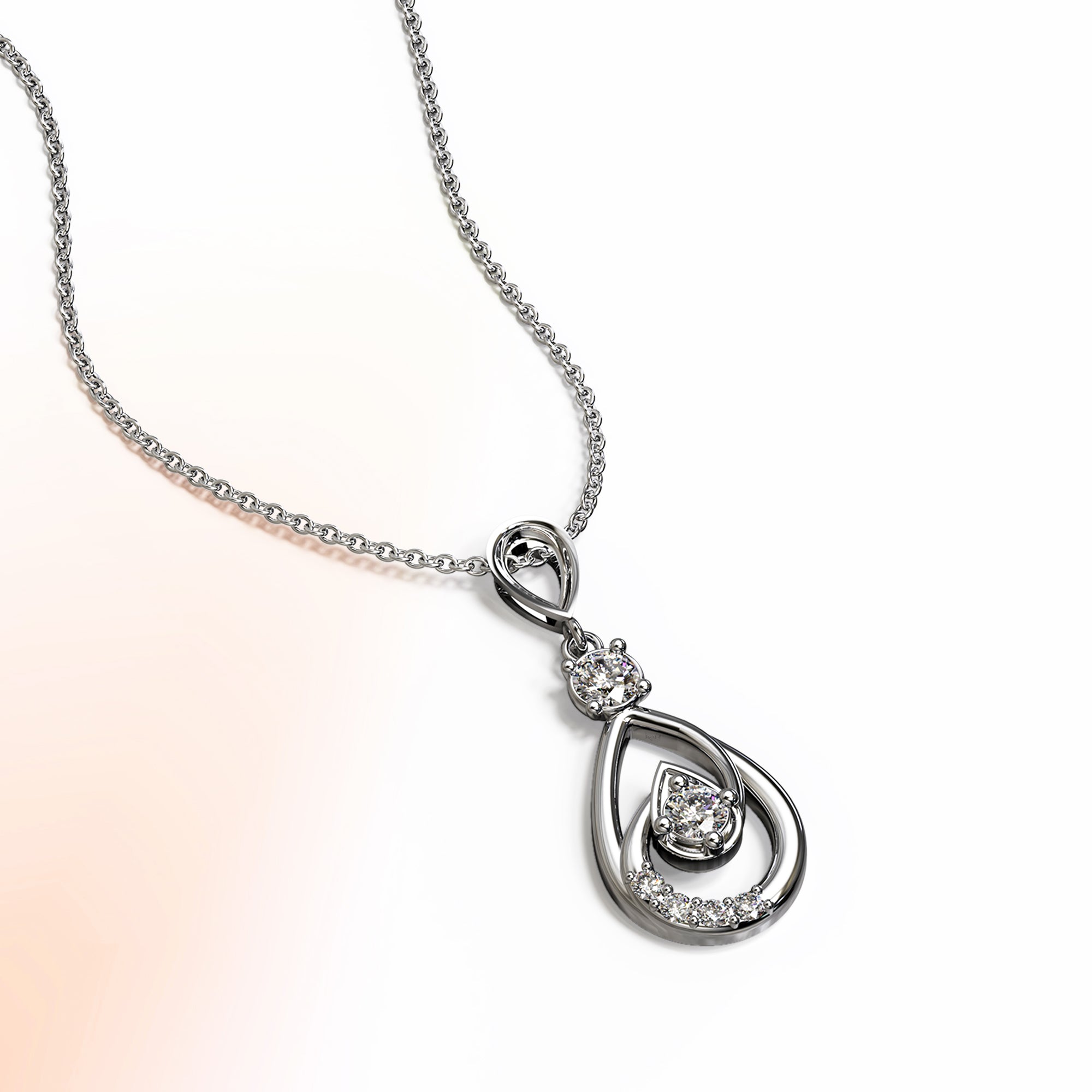 Periwinkle Teardrop Necklace Embellished with Crystals from SWAROVSKI® in White Gold
