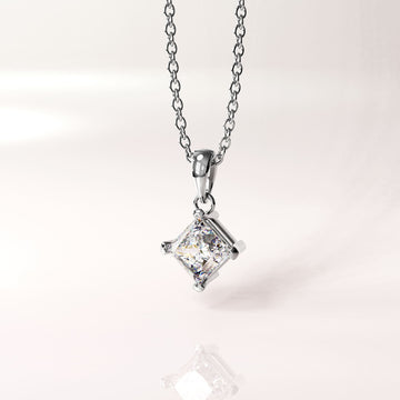 Krystal Couture Square-Cut Pendant Necklace Embellished with SWAROVSKI® Crystals in White Gold