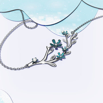 Petalia Turquoise Blue Necklace Featured SWAROVSKI® Crystals in White Gold