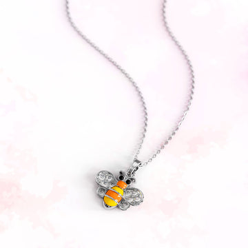 Bumblebee Crystal Necklace White Gold Layered Jewellery
