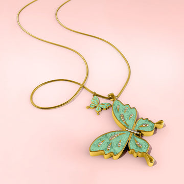 Krystal Couture Sweet Butterfly Long Necklace Green Embellished with SWAROVSKI® Crystals