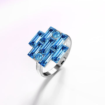 Alana Cocktail Ring Blue Embellished With SWAROVSKI® Crystals