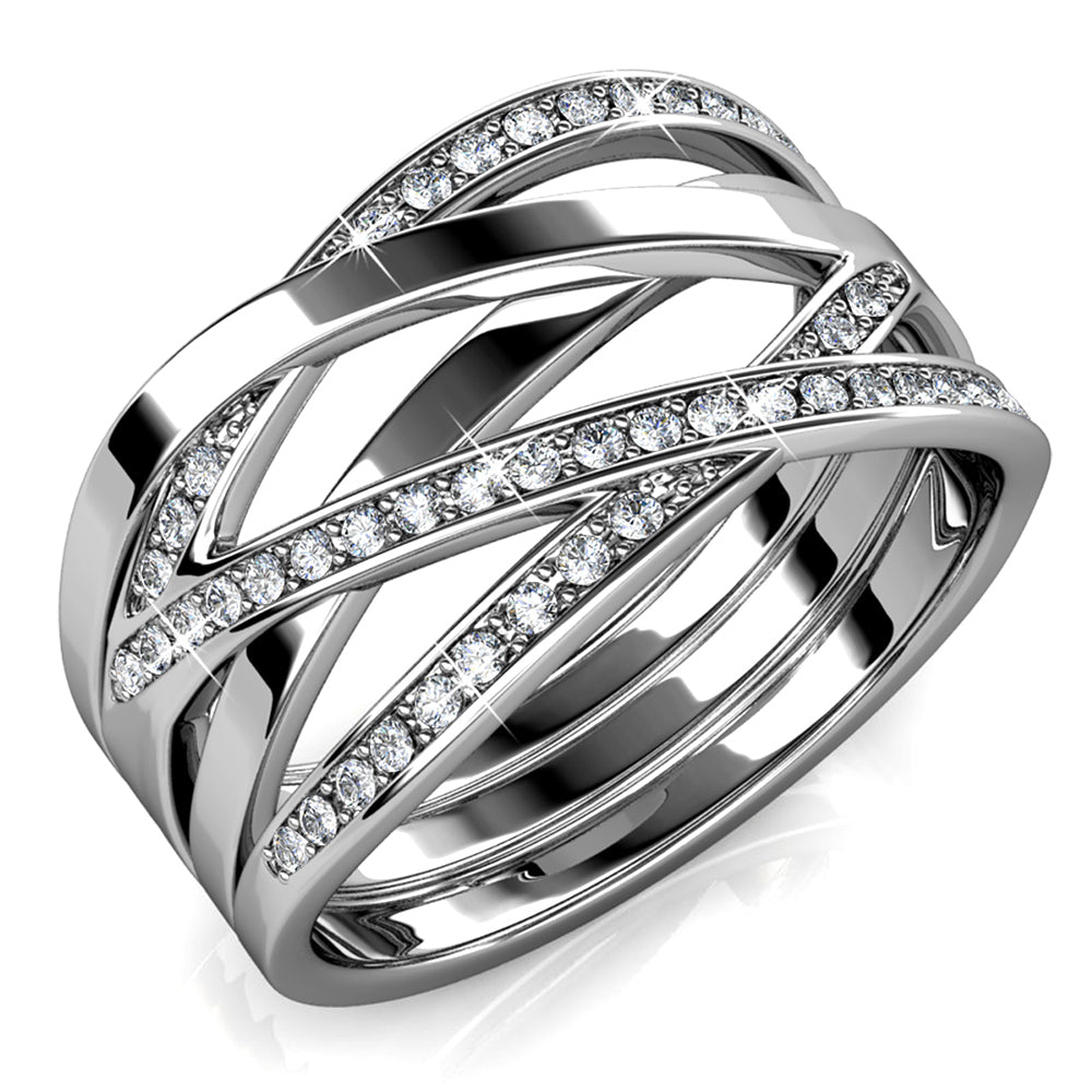 Beatrice Criss Cross Ring Embellished With SWAROVSKI¬Æ Crystals