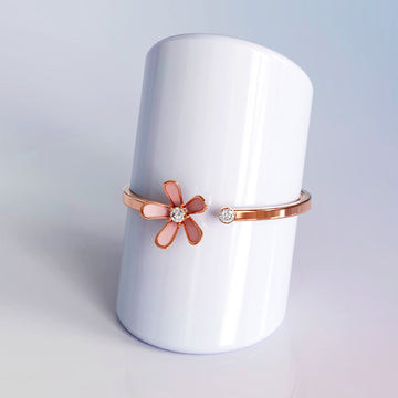 Adjustable Petalia Pink Ring Featured SWAROVSKI® Crystals in Rose Gold
