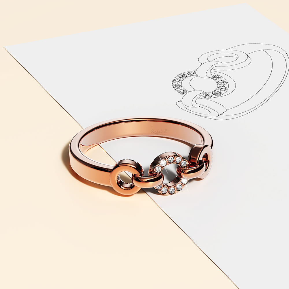 Orbit of Trinity Ring Embellished with SWAROVSKI® Crystals in Rose Gold
