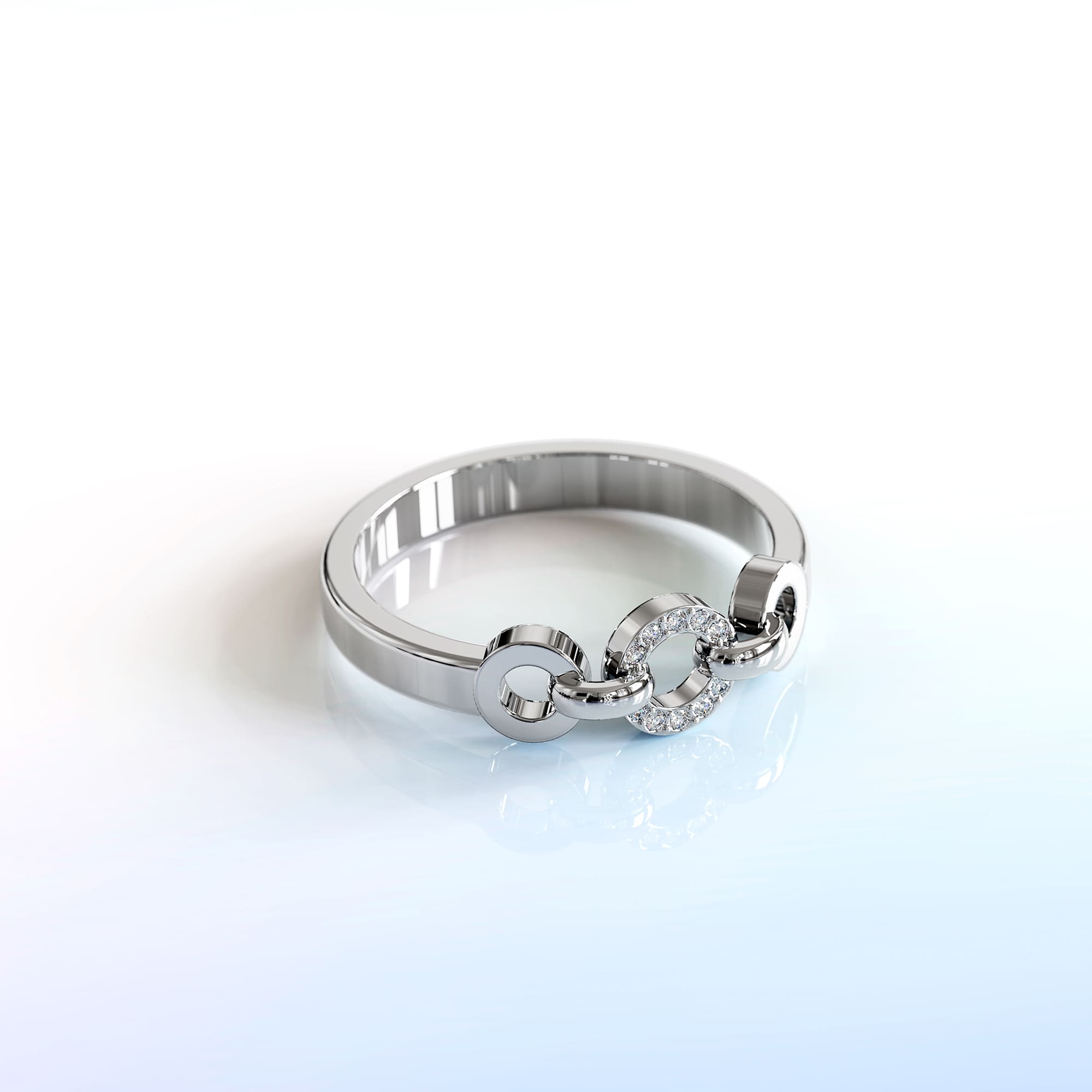 Orbit of Trinity Ring Embellished With SWAROVSKI® Crystals in White Gold