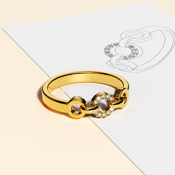 Orbit of Trinity Ring Embellished with SWAROVSKI® Crystals in Gold