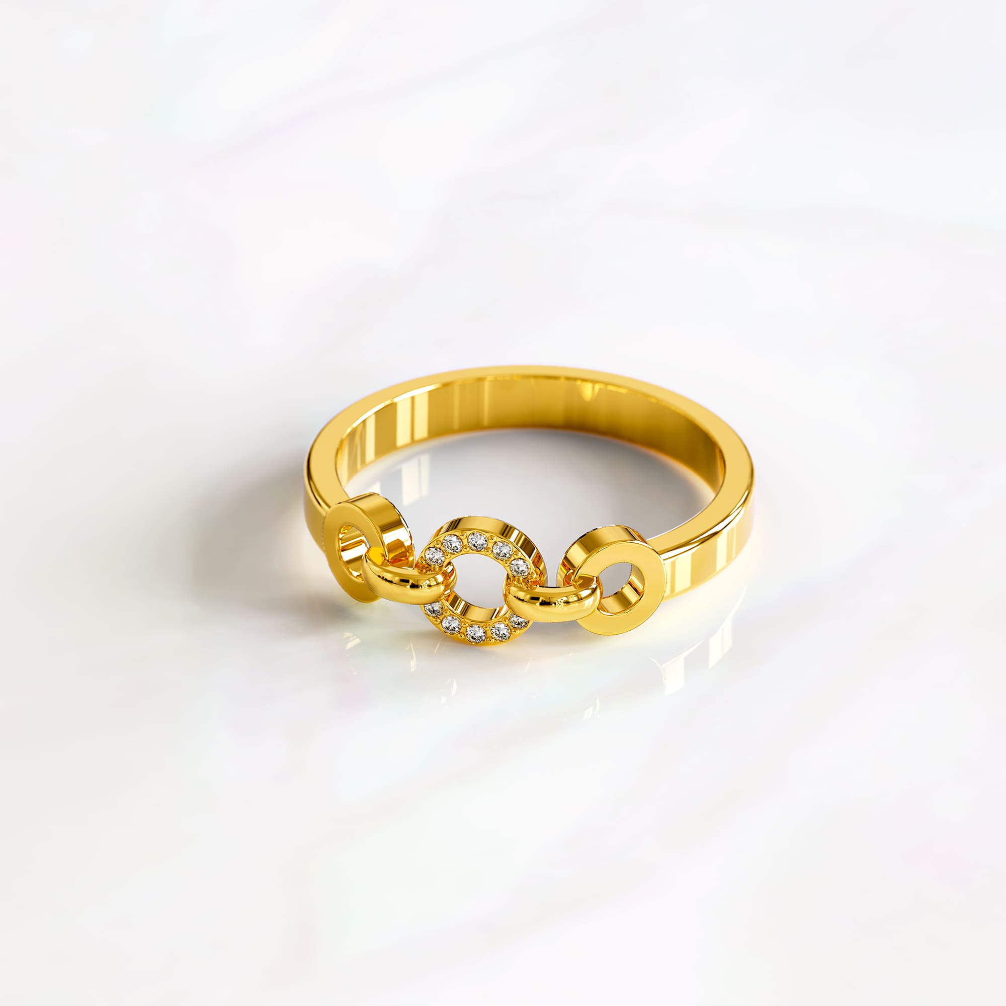 Orbit of Trinity Ring Embellished with SWAROVSKI® Crystals in Gold