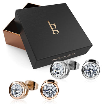 Boxed 2 Pieces Bezelette Earrings Set