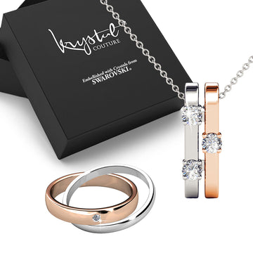 Boxed Fate Dual Tone Necklace And Ring Set Embellished