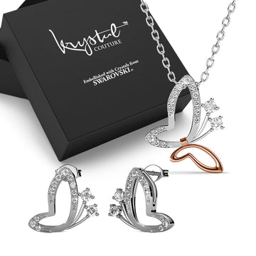 Boxed Butterfly Buff Necklace And Earrings Set Embellished with SWAROVSKI® Crystals
