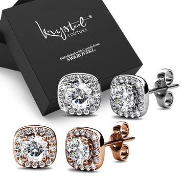 Boxed 2-Pairs Lux Studs Set Embellished with SWAROVSKI® Crystals