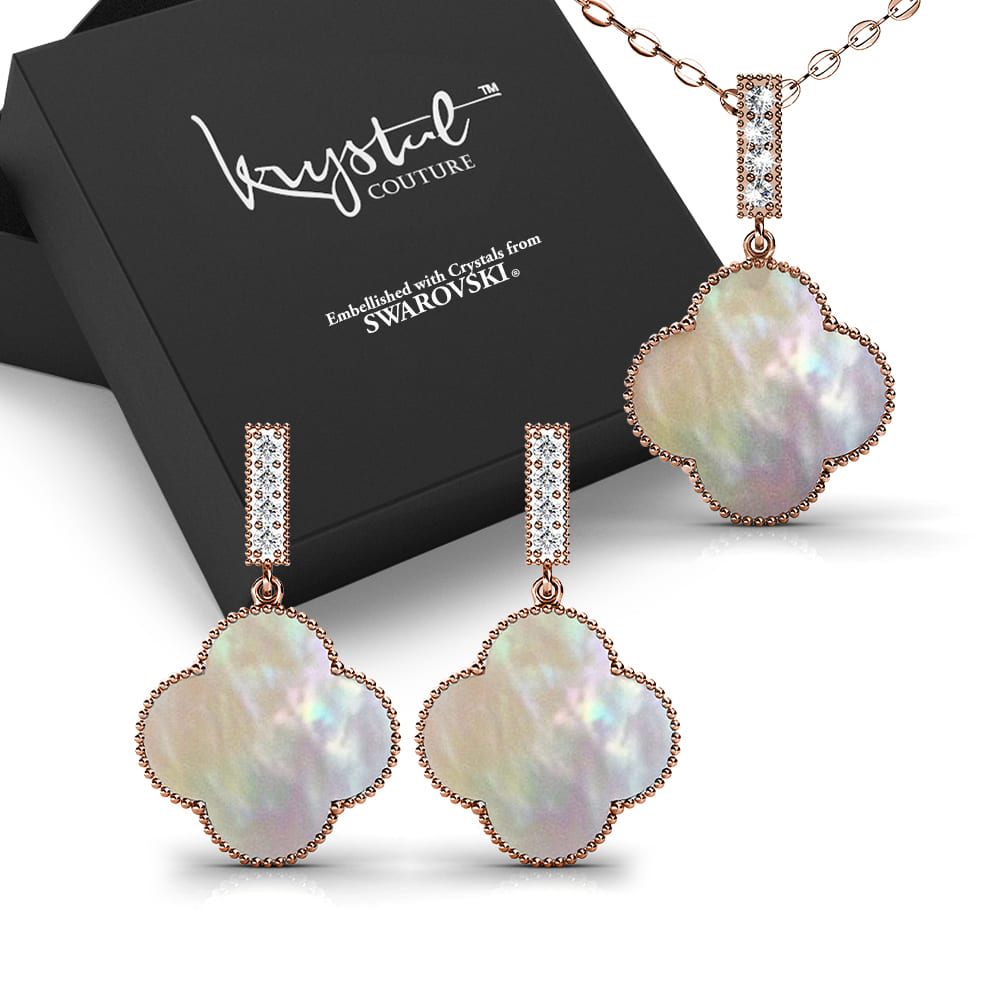 Boxed Rose Gold Milkyway Necklace and Earrings Set Embellished with SWAROVSKI® Crystals