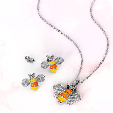 Boxed Bumblebee Crystal Set Embellished with Czech Preciosa®  Crystals in Yellow