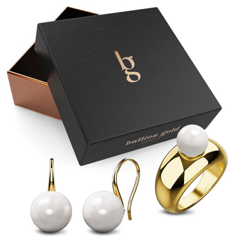 Boxed Pearlesque Earrings and Ring Set