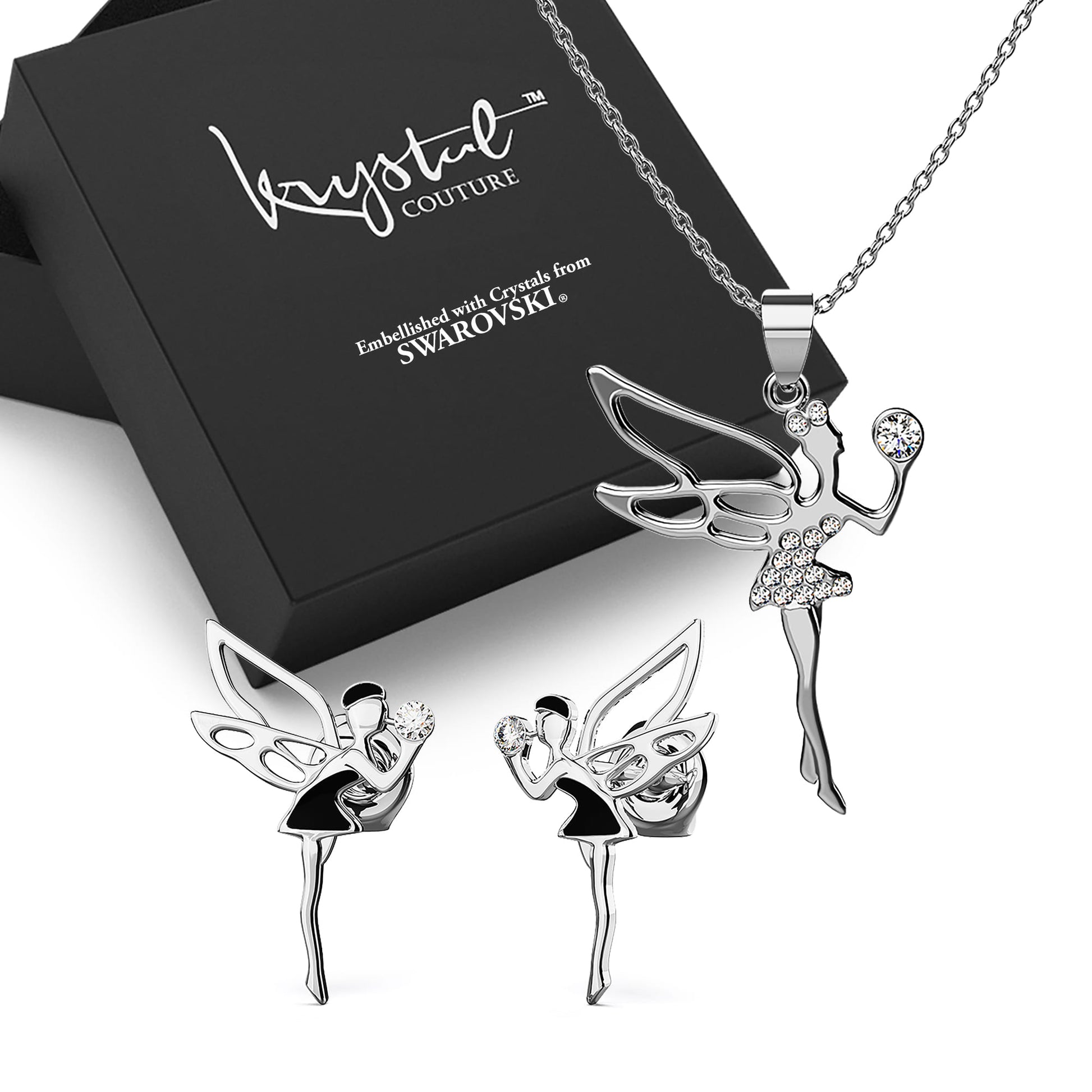 Boxed Tinkerbell Necklace and Earrings Set Embellished with SWAROVSKI®