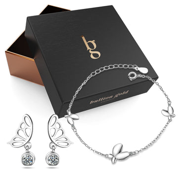 Boxed Flawless Butterfly Earrings and Bracelet Set