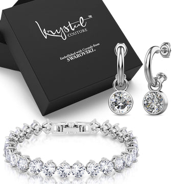 Boxed Colette Earrings and Bracelet Set in White Gold