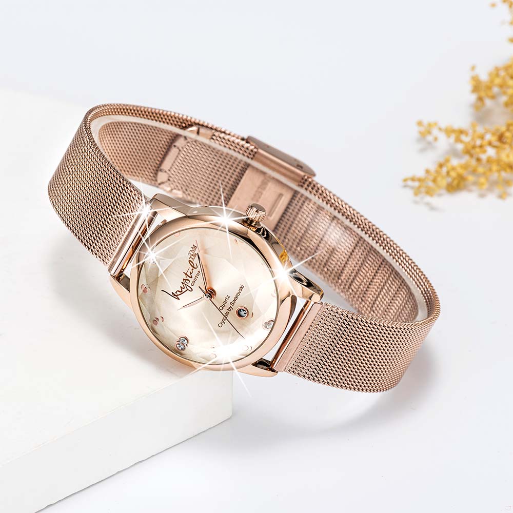 Krystalline Sleek Rose Gold Watch Embellished With SWAROVSKI® Crystals