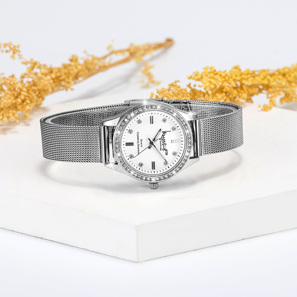 Sensational Lux White Gold Watch Embellished With SWAROVSKI® Crystals
