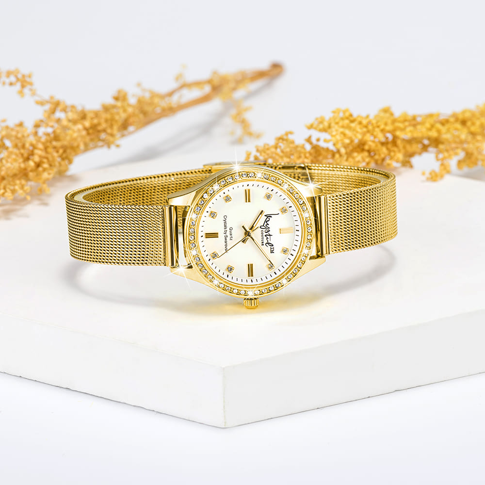 Sensational Lux Gold on White Watch Embellished With SWAROVSKI® Crystals