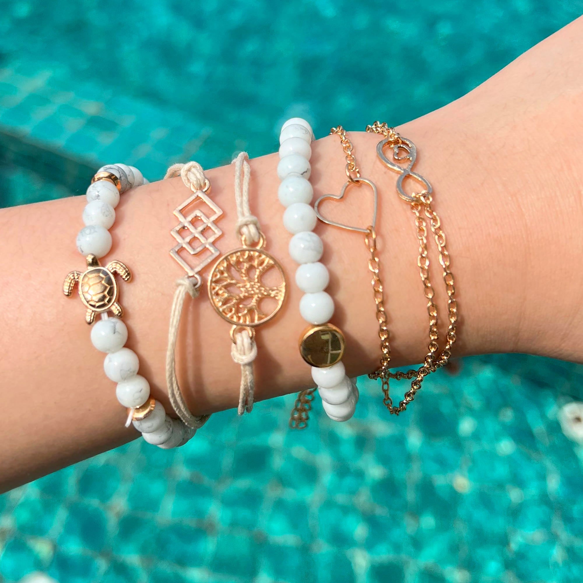 Bohemian 6-Piece Charm Bead Bracelet Set