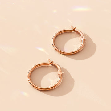 9ct Rose Gold 15mm Rounded Hoop Earrings