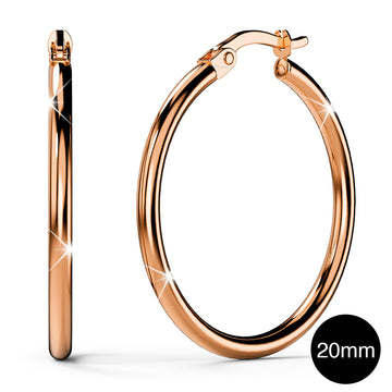 9ct Rose Gold 20mm Rounded Hoop Earrings