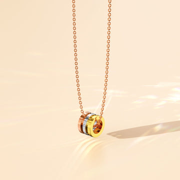 Barrel Slider Pendant Necklace in Tri-Tone Gold Plated Titanium with Genuine 0.005ct Diamond