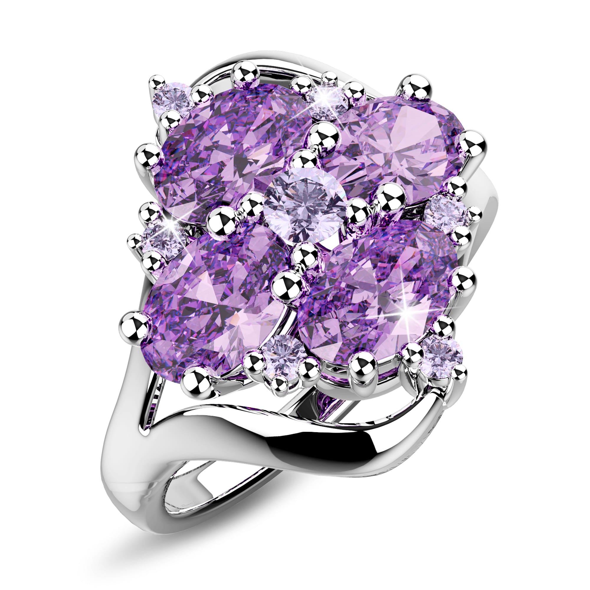 Solid Sterling Silver Amethyst Ring