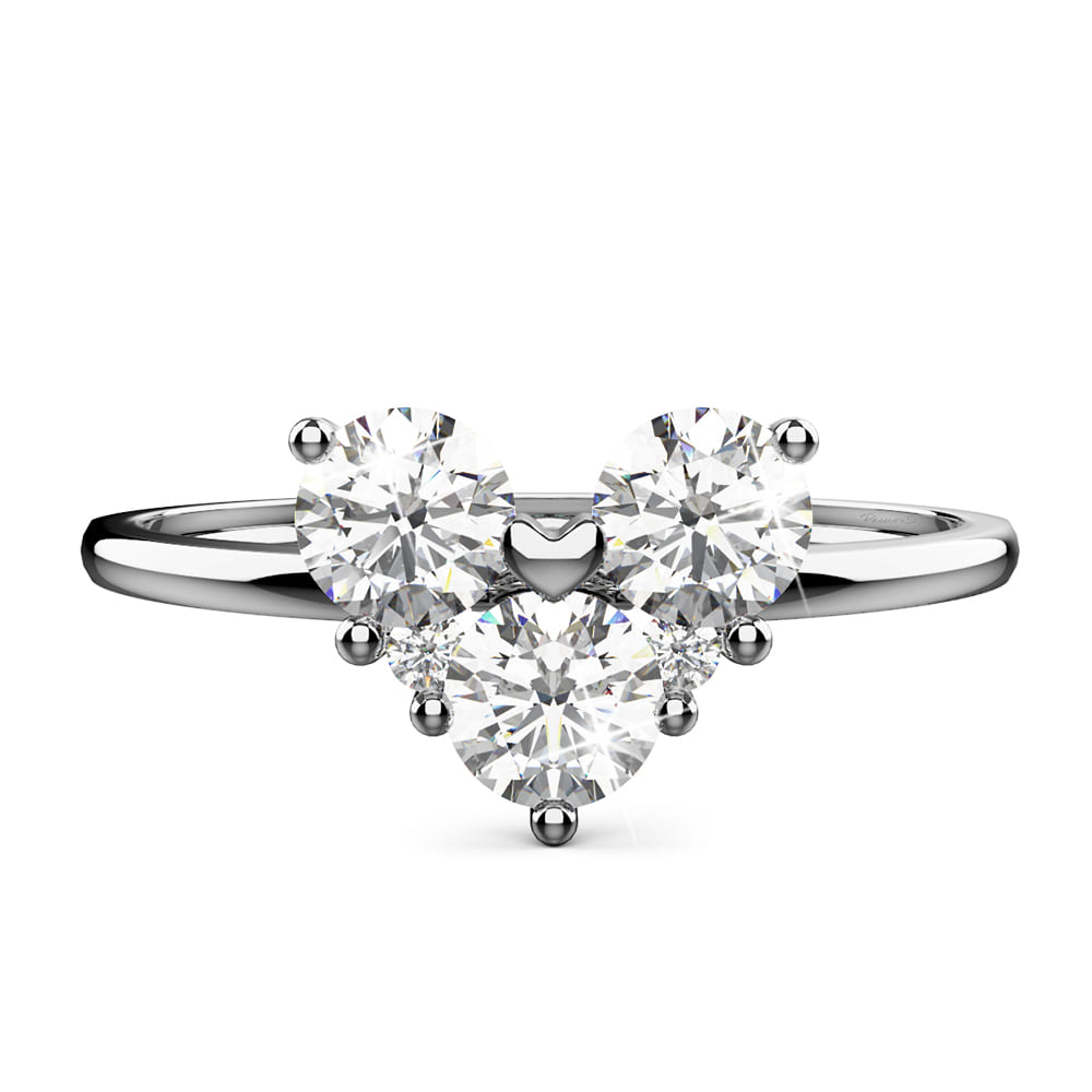 Lovestruck Cupid Diamond Ring Encased in 18k White Gold