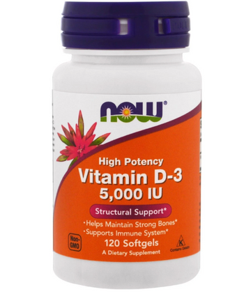Now Vitamin D-3 5,000IU 120 Capsules