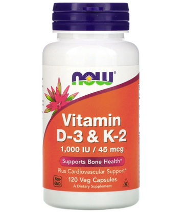Now Vitamin D-3 & K2 120 Capsules