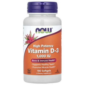 Now Vitamin D-3 1000IU 180 Capsules