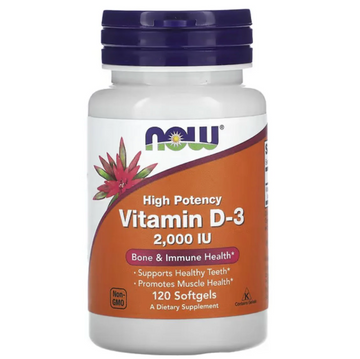 Now Vitamin D-3 2000IU 120 Capsules