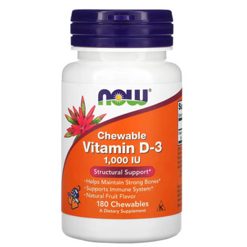 Now Foods Vitamin D-3 1000IU 180 Chewable Tablets