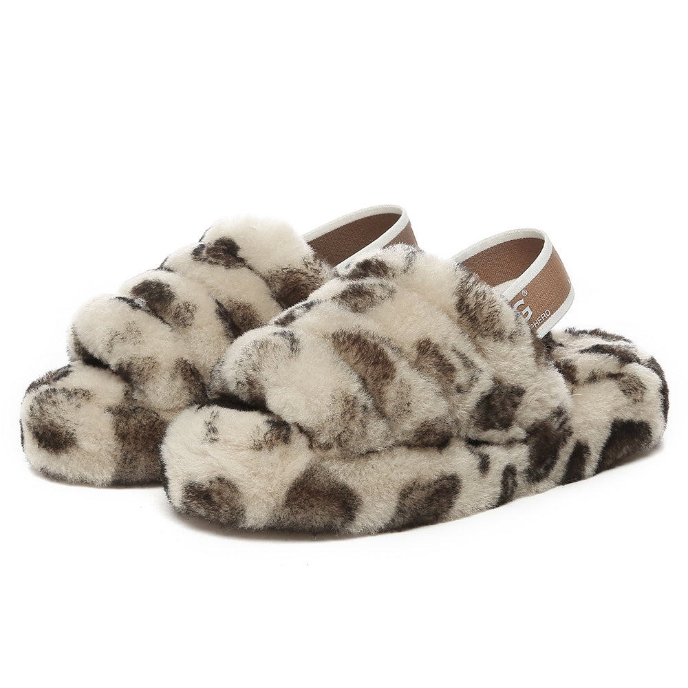 AUSTRALIAN SHEPHERD® UGG Kids Fluffy Slides Slingback Leopard Puffy #AS2066K