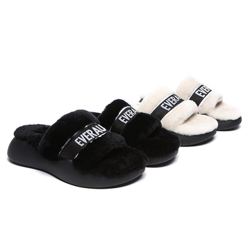 EVERAU® High Platform Sheepskin Wool Slides Women Flossy Slipper #EA2019
