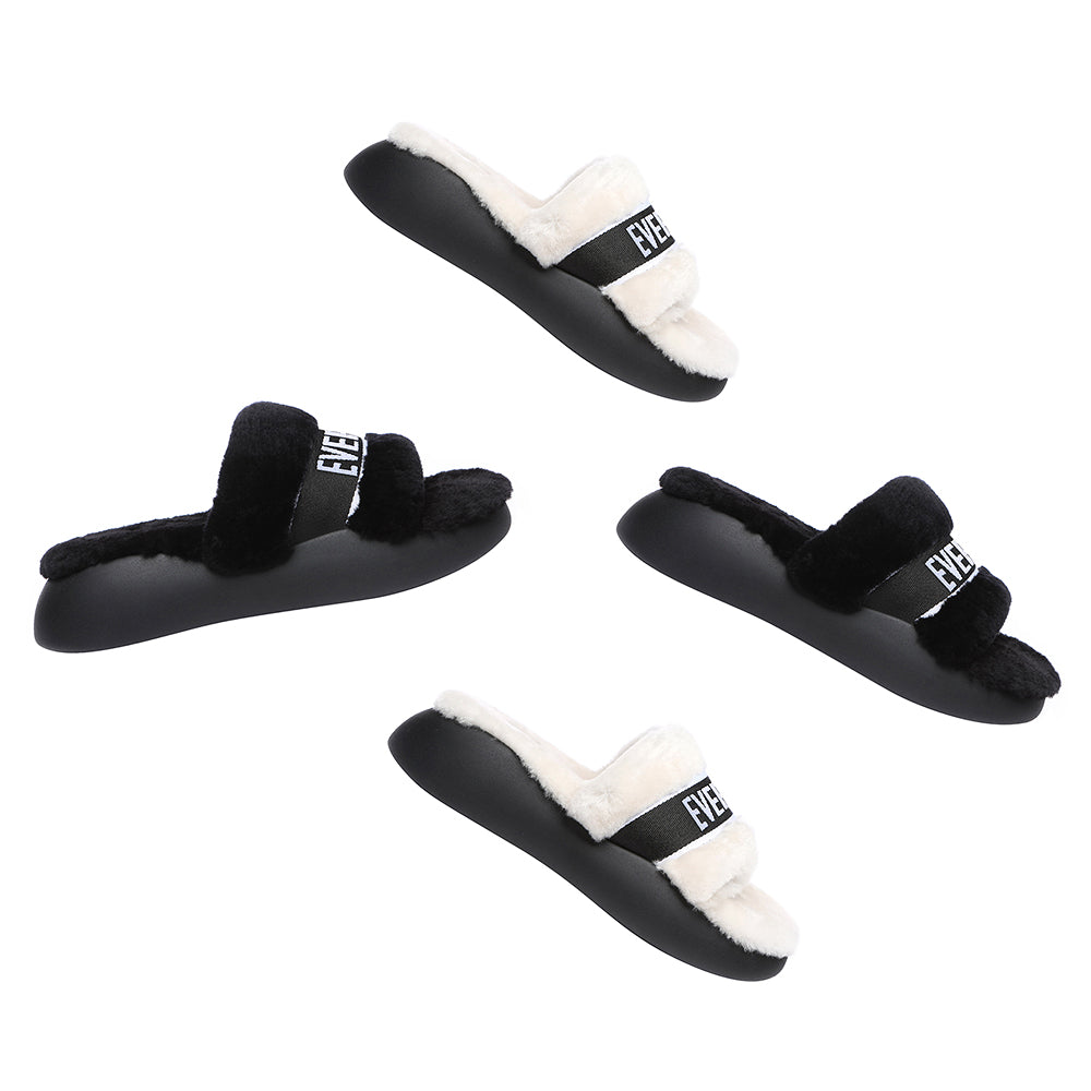 Wool Slides EVERAU® High Platform Sheepskin Wool Slides Women Flossy Slipper #EA20