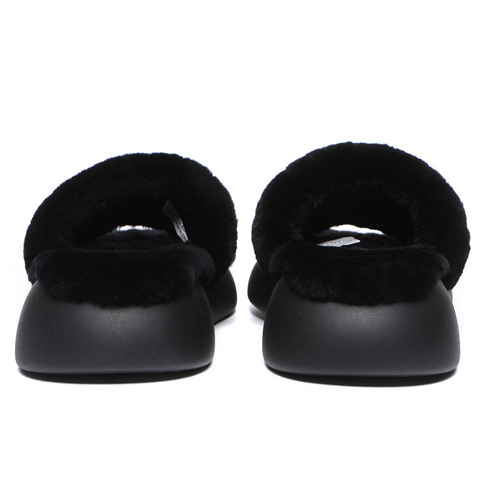 Wool Slides EVERAU® UGG High Platform Sheepskin Wool Slides Women Flossy Slipper