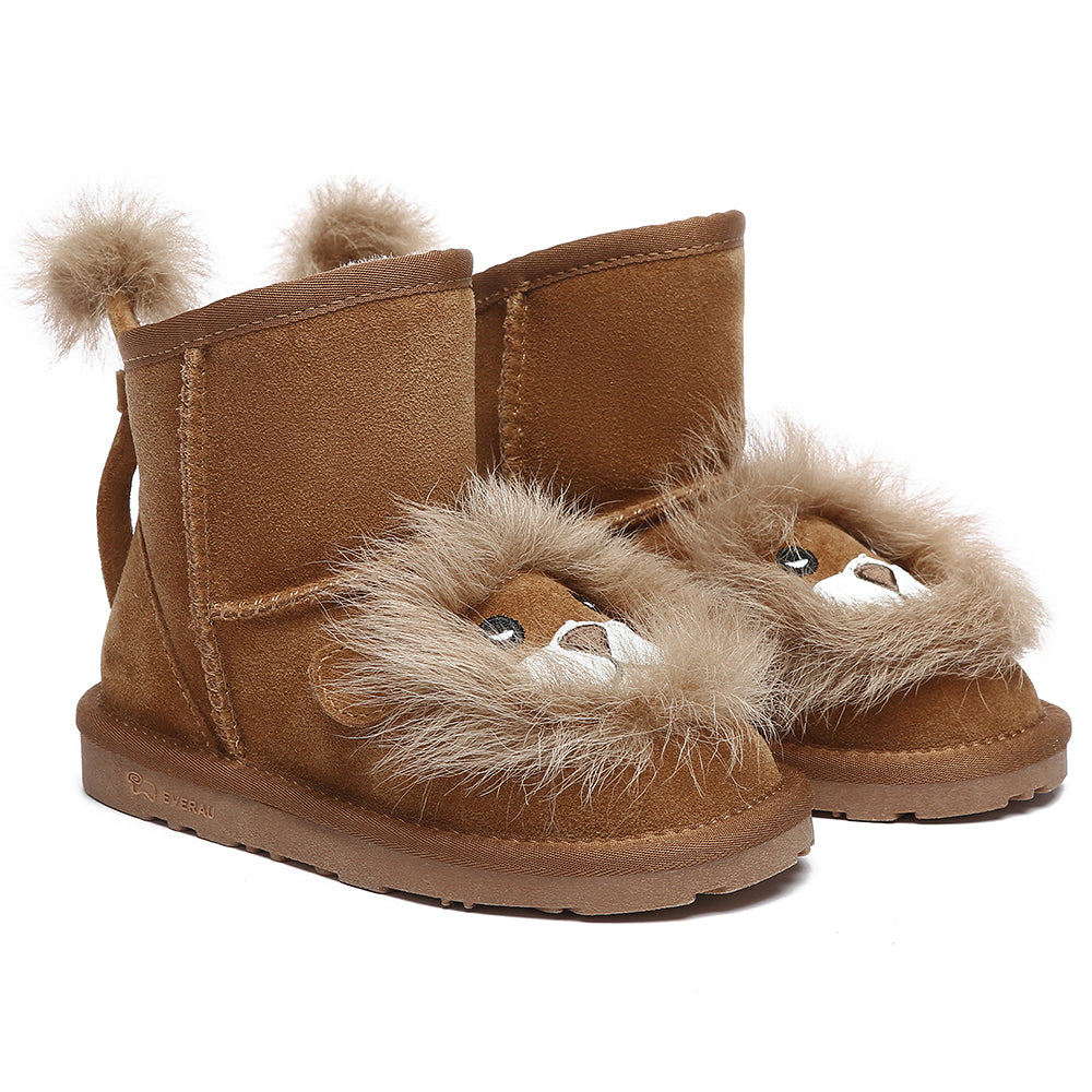 EVERAU® Kid Sheepskin Boots Lion Kids Plus #EA3118K