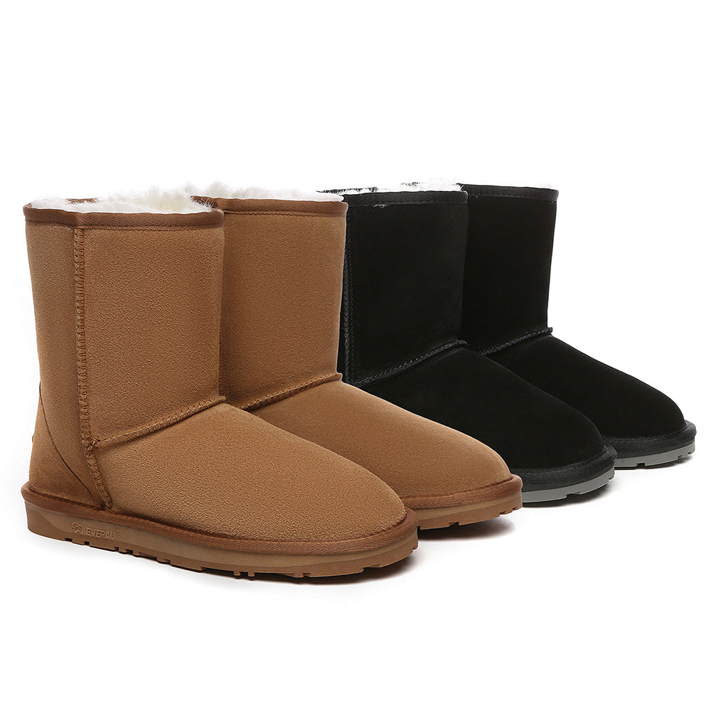 EVERAU® UGG Sheepskin Wool Mid Calf Boots Short Classic Suede #EA3133