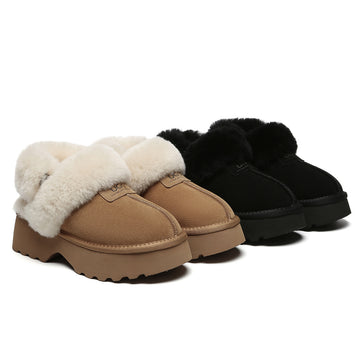 AUSTRALIAN SHEPHERD® UGG 3-Way Style UGG Slippers Women Removable Wool Strap Slingback Chunky Platform Muna