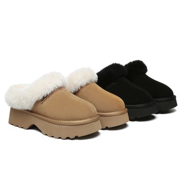 AUSTRALIAN SHEPHERD® UGG Slippers Sheepskin Wool Ankle Chunky Platform Murray