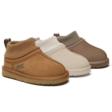 AUSTRALIAN SHEPHERD® UGG Slippers Kids Sheepskin Wool Stretchy Ankle Margaret