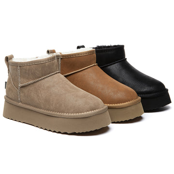 UGG EVERAU® Boots Women Sheepskin Wool Ankle Platform Romi