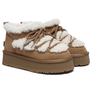 UGG EVERAU® UGG Boots Women Sheepskin Wool Ankle Platform Mini Carmen