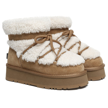 UGG EVERAU® Boots Women Sheepskin Wool Ankle Platform Short Carmen