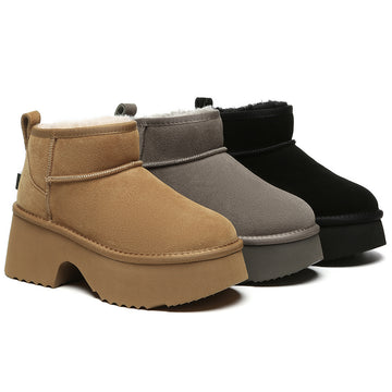 UGG EVERAU® Boots Sheepskin Wool Ankle Chunky Platform Ariel