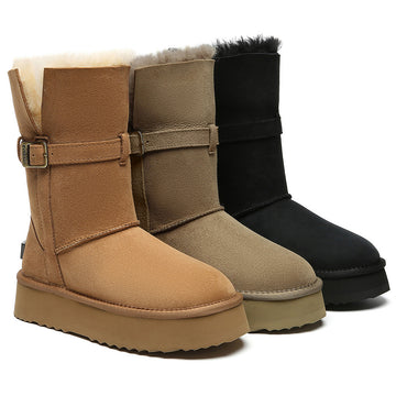 UGG EVERAU® Boots Women Sheepskin Wool Platform Short Valerie